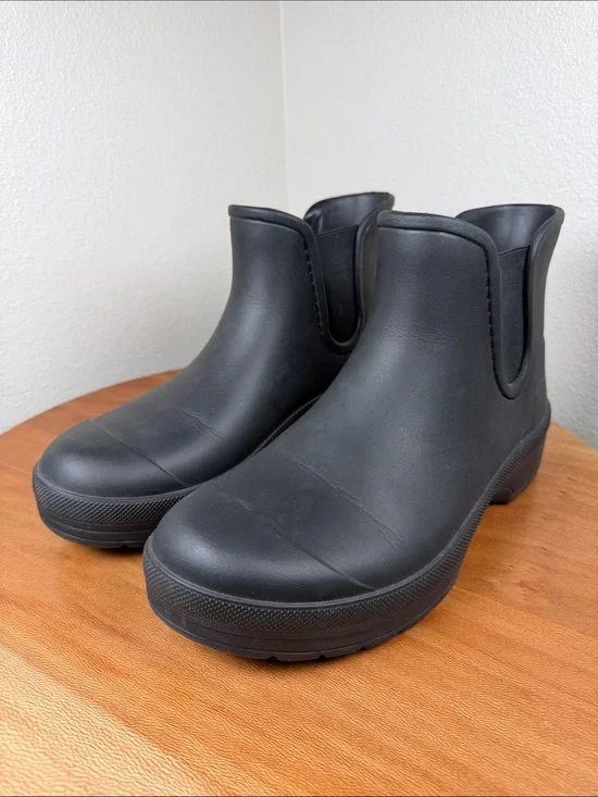 Dansko Black Karmel Chelsea Ankle Rain Boots Waterproof Rubber Size 38/7.5-8