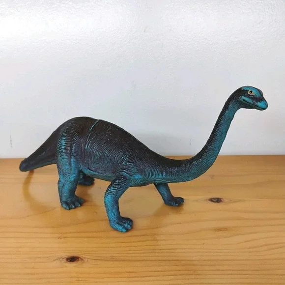 1985 Vintage Imperial Brontosaurus Dinosaur Figure Toy Dark Gray & Blue 12