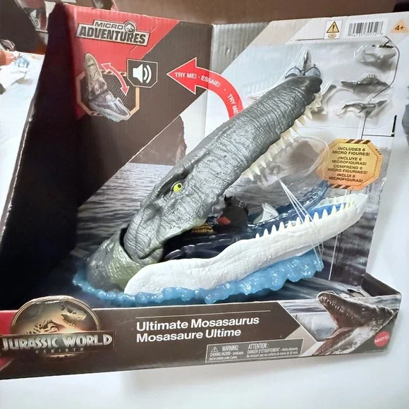 Mattel Jurassic World Rebirth Ultimate Mosasaurus Kids Toy New Micro Adventures