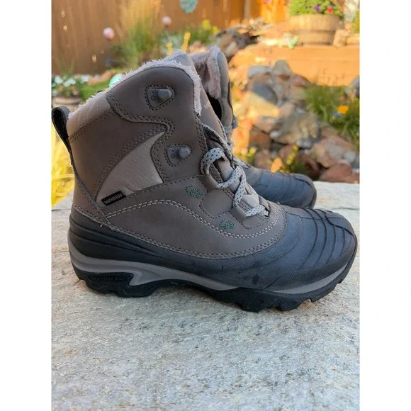 Merrell Snowbound Mid Waterproof Winter Boots Charcoal Grey Womens 7.5 J55622
