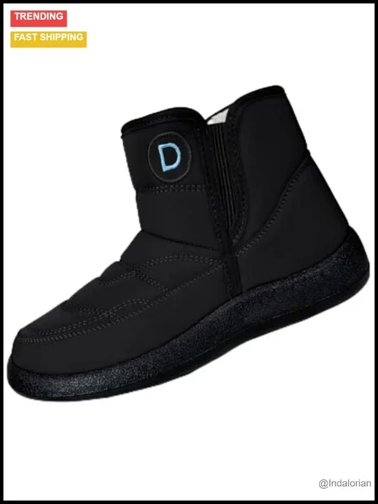 Waterproof Fur Lined Ankle Snow Booties with Side Zipper