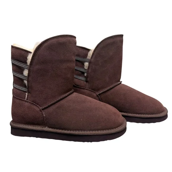 Bearpaw Boots Suede Terri Fig  Sheepskin Winter Womens 7.5 Purple NEW