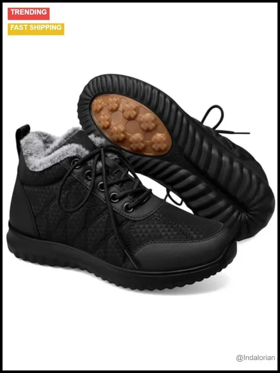 Winter Ankle Snow Boots Faux Fur Lined Waterproof Non-Slip Lace Up Comfortable