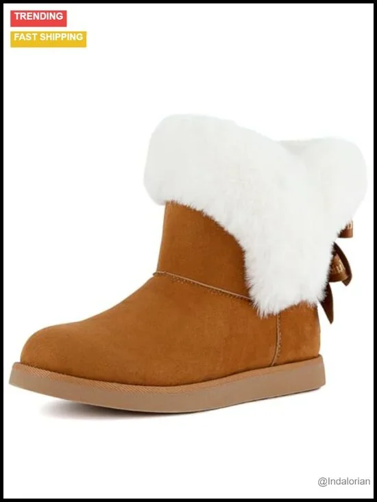 Women's Slip On Winter Snow Boots with Faux Fur Lining Cushioned Insoles Warm