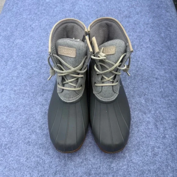 Sperry Saltwater Duck Boots Womens 9.5 Grey Excellent Waterproof STS83235