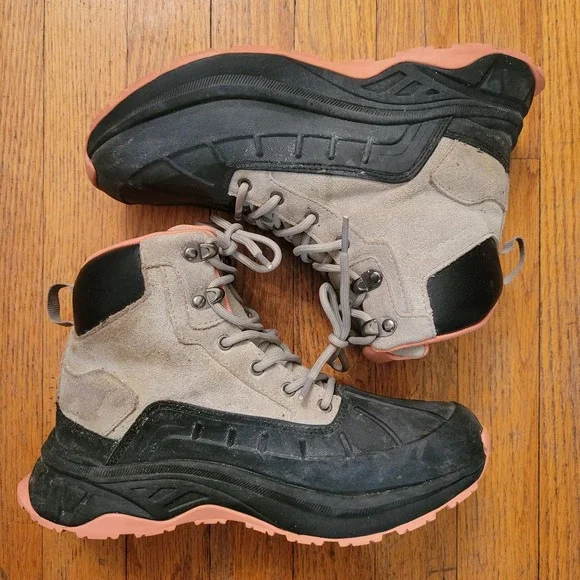 Nortiv 8‎ Hiking Boots Black Peach Waterproof 7 Outdoors Slip Resistant Leather