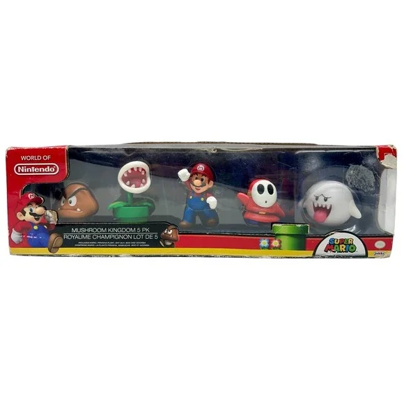 World‎ of Nintendo Mushroom Kingdom 5 Pk. Mario Goomba Boo Piranha plant Damaged