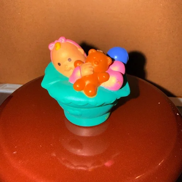 Fisher-Price Little People Baby Girl Teddy‎ Bear Figure 2001 Teal Good Vintage