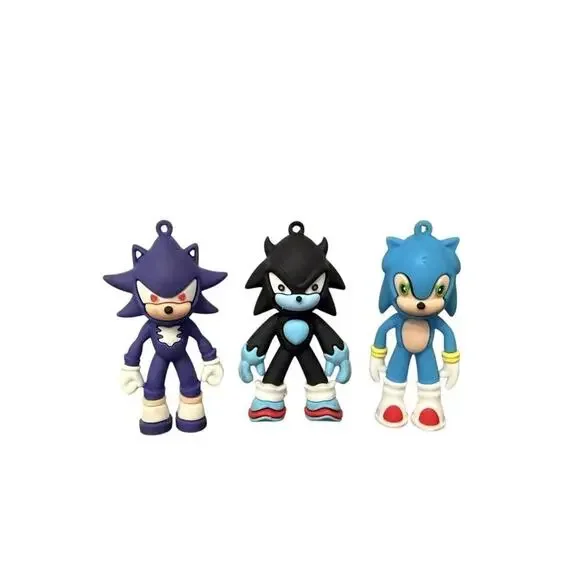 Sonic The Hedgehog 3 Silicone Sonic Keychains: No Key Rings 2.5”