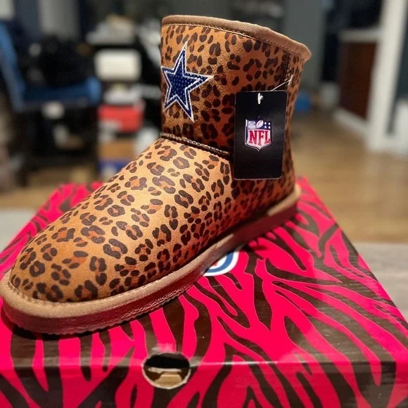 NIB Dallas Cowboys Leopard Bling Boots Women’s 11 NFL