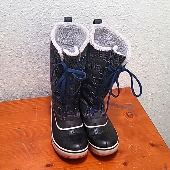 Sorel Tofino Waterproof Winter Boots Womens‎ 5 Black Grey Pink NL2028-591