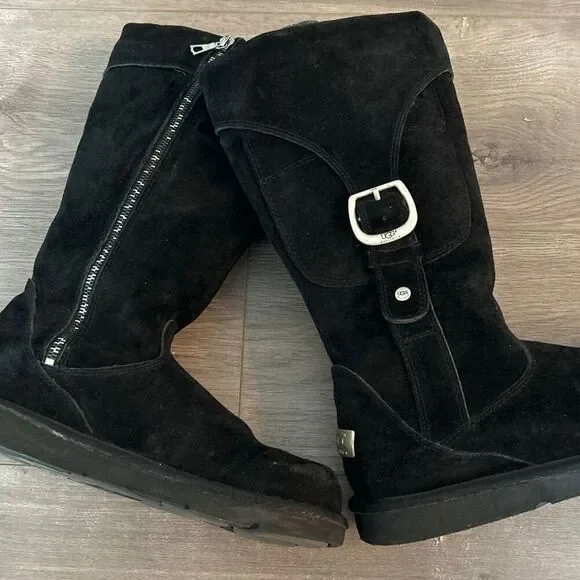 UGG Authentic Women's Size 9 Cargo III Black Suede Sheepskin Boots black warm wi
