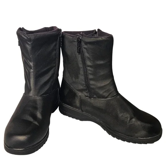 Totes Gina Winter Boots Women 10 Black Side Zip Mid Calf GinaBlack 21699