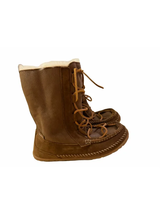 L.L.Bean Brown Shearling Leather Winter Boots Women’s US 10 M Lace Up Lamb Fur M