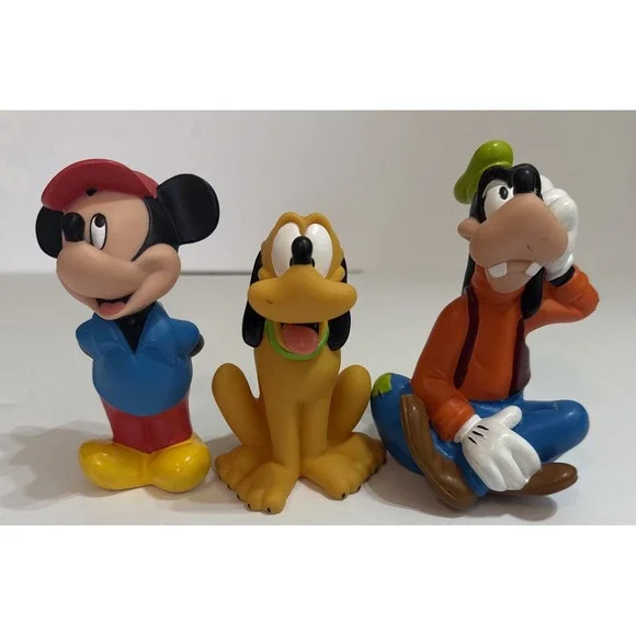 Disney Play Bathtime Toys: Goofy Mickey Pluto Vintage Rubber 5