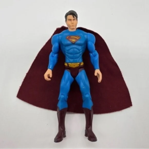 Blue Superhero Action Figure with Maroon Cape - Kids Toy