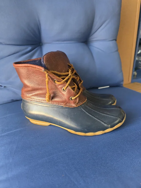 Sperry Saltwater Duck Boots STS91175 Brown Navy Waterproof Outdoor Women’s 7