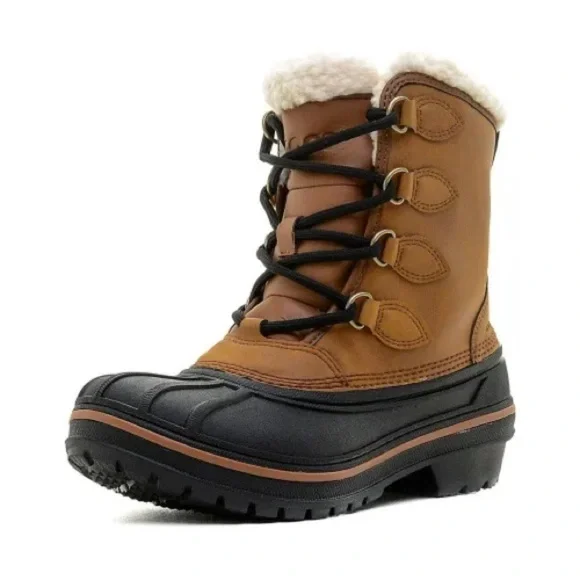 Crocs AllCast II Luxe Faux Fur Lined Winter Boots Tan/Black Women’s Size 8 NWOB
