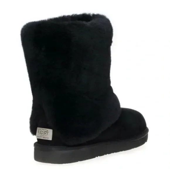 UGG Black Shearling Sheepskin Cuff Boots
