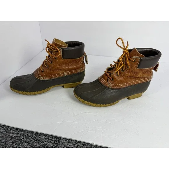 LL Bean 6 Inch Bean Boots Womens 7 M Brown Leather Duck Boots Made in Maine