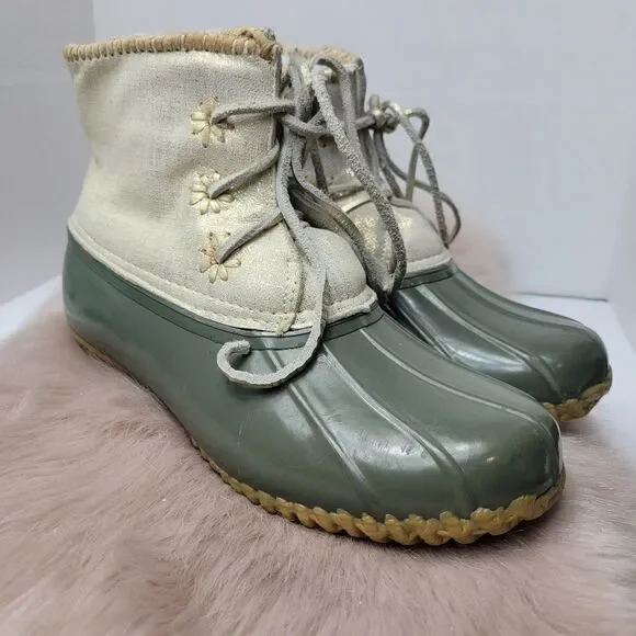 Jack Rogers Chloe Green Duck Rain Boots Size 9