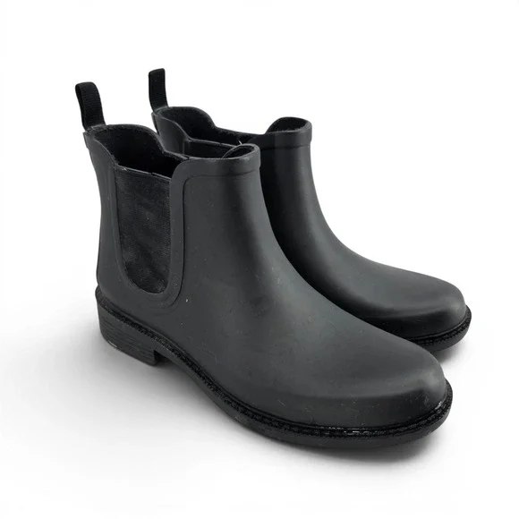 Madewell Black Chelsea Rain Boots Rubber Waterproof Ankle Boots Women's 8 EUC