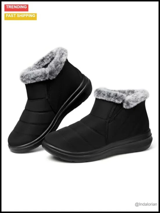 Slip On Ankle Fur Lined Warm Winter Boots Waterproof Insulated Non-Slip