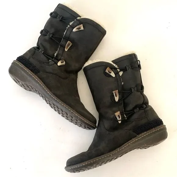 UGG Kona Womens Black Winter Waterproof Boots Sz 10 Boho Chic Western Ski Resort