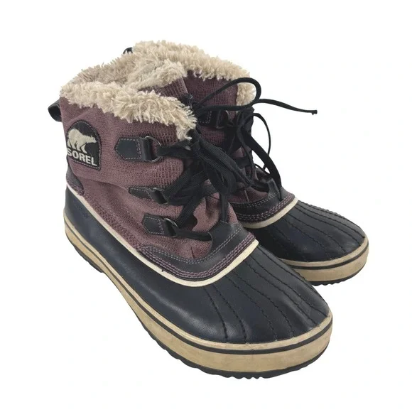 Sorel Tivoli Waterproof‎ Purple Black Womens Winter Boots NL1631-639 Size 10