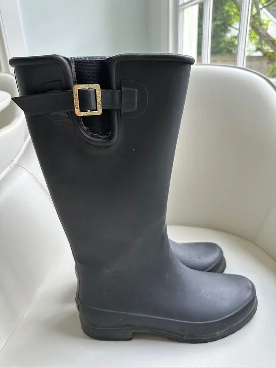 Sperry Black Tall Preppy Rain Boots in Size 8