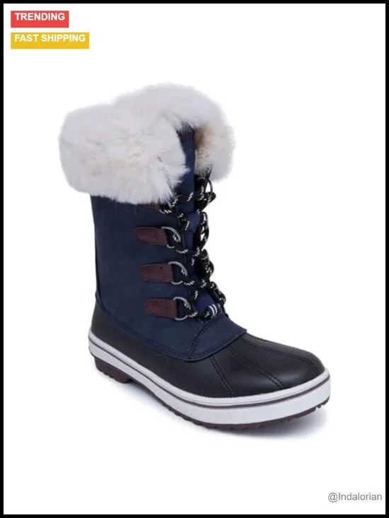 Lace-Up Winter Snow & Rain Boots - Water-Resistant Insulated with Faux Fur