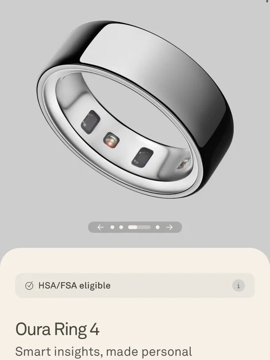 Oura Ring 4 Smart Ring Size 10 - Silver High-Polish