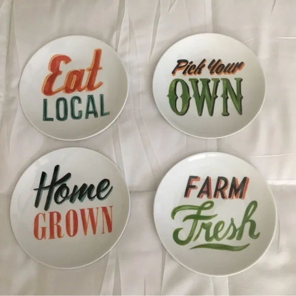 Paper Source Farmhouse Side Appetizer Plates Typography Fall Farmers Market 2014