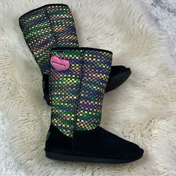 Skechers Black and Multicolor Woven Winter Boots