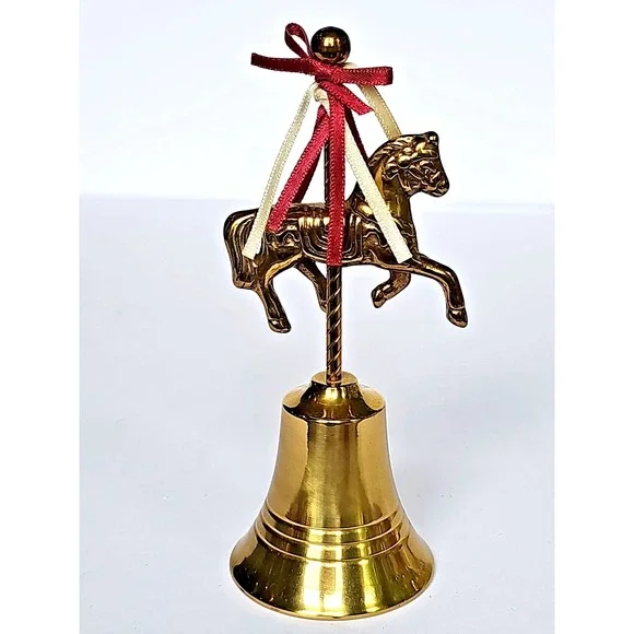Vintage Solid Brass Carousel Horse Ringer Table Bell‎ M1030