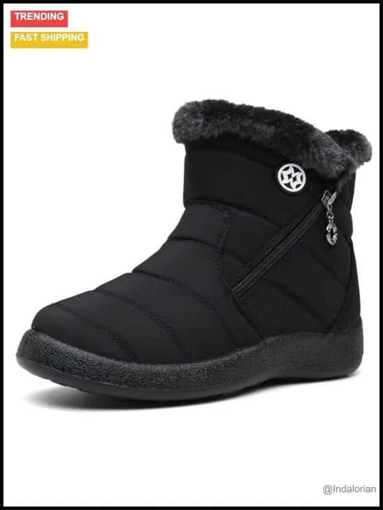 Winter Snow Boots Waterproof Fur Lined Ankle Booties Anti-slip