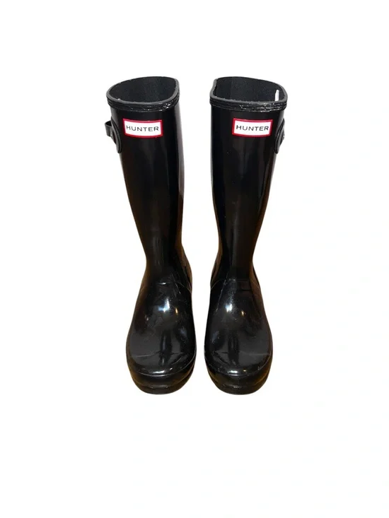 Hunter Glossy Black Knee-High Rain Boots