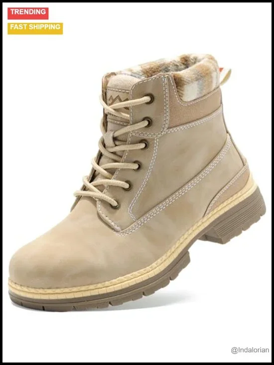 Women's Hiking Boots - Water Resistant Fur Lined Ankle Boots for Winter Snow