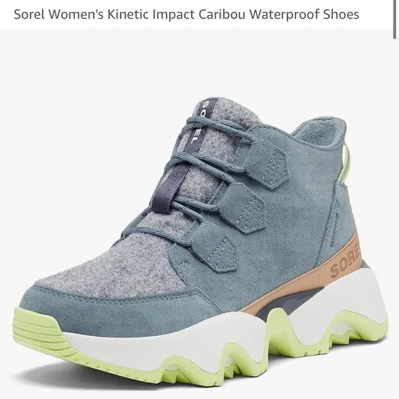 Sorel Green and Gray Winter Boots with Chunky Sole