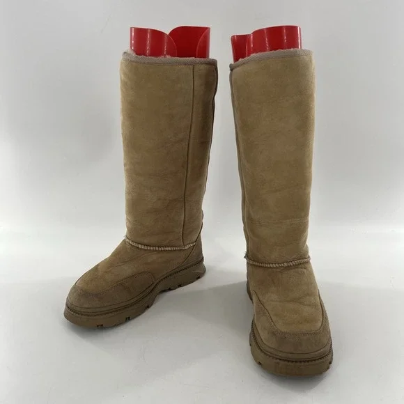 Shearling Suede‎ Tall Womens Boots Cabelas Warm Tan Genuine Sheepskin sherpa 6 M