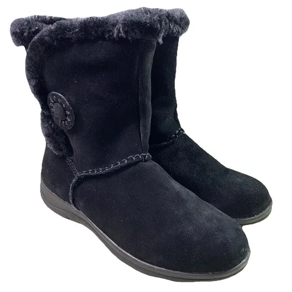 White Mountain Women's Treeline Winter‎ Ankle Boots Black Fur Lined Sz.6.5M NWB