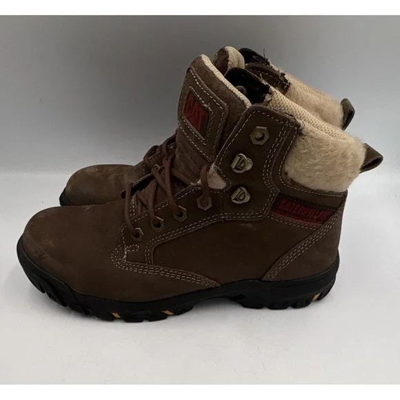 Caterpillar Tess Sundance Brown Leather EH Work Boots, Women's 7.5 Wide