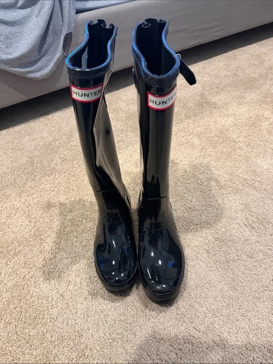 Hunter Glossy Black Tall Waterproof Rain Boots