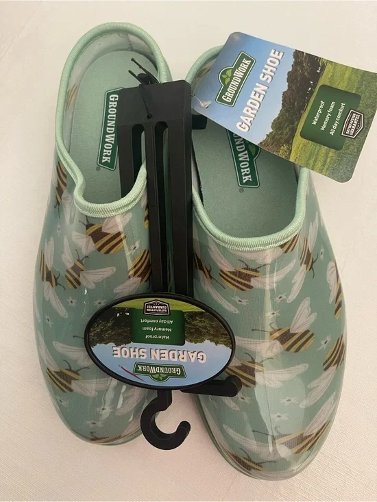 Ground Work Waterproof Garden Clog Womens Sz 9 Garden Shoe Green Bee New