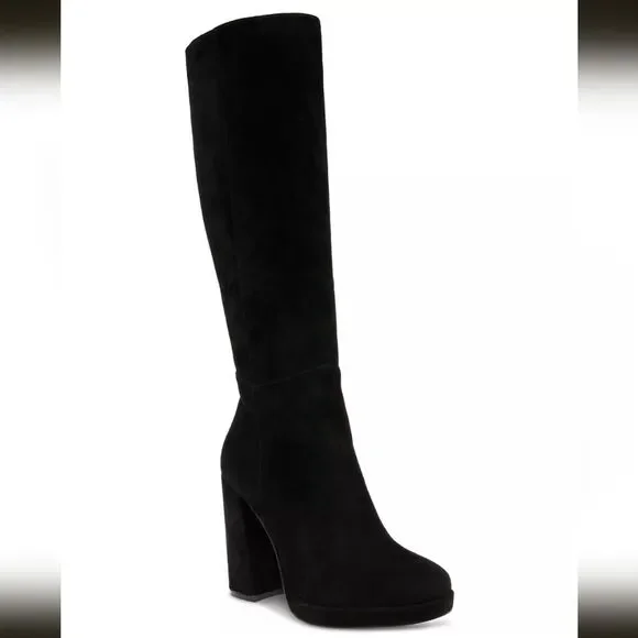 Steve Madden Marcello Black Leather Suede Platform Boots Size 9.5M