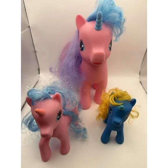 Vintage My Little Pony G1 Unicorn Lot Sparkler & Baby Ponies Colorful Hair