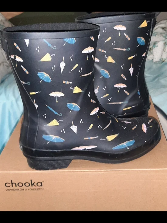 Chooka Black Umbrella Print Rain Boots - Women's