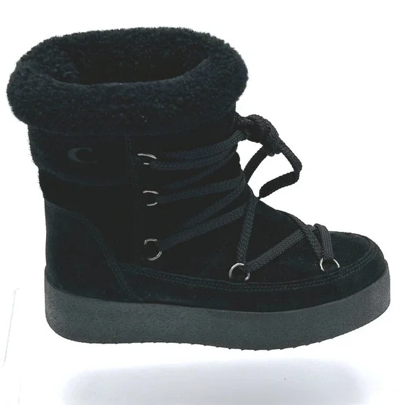 La Canadienne Size 36 US 5.5 Black Suede Shearling Platform Boots NEW Emery $395