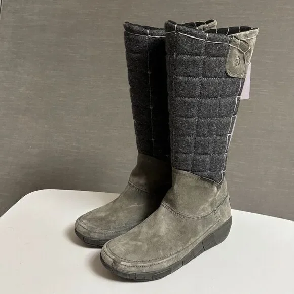 Cushe Boots 6 Gray Suede Tall Waterproof Winter‎ Snow Quilt Trip Comfort Warm