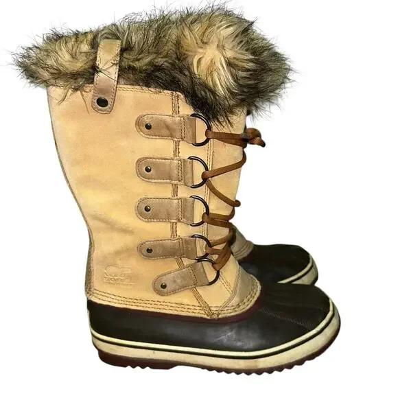 Sorel Joan of‎ Arctic Waterproof Winter Boot Tan Black Size 8